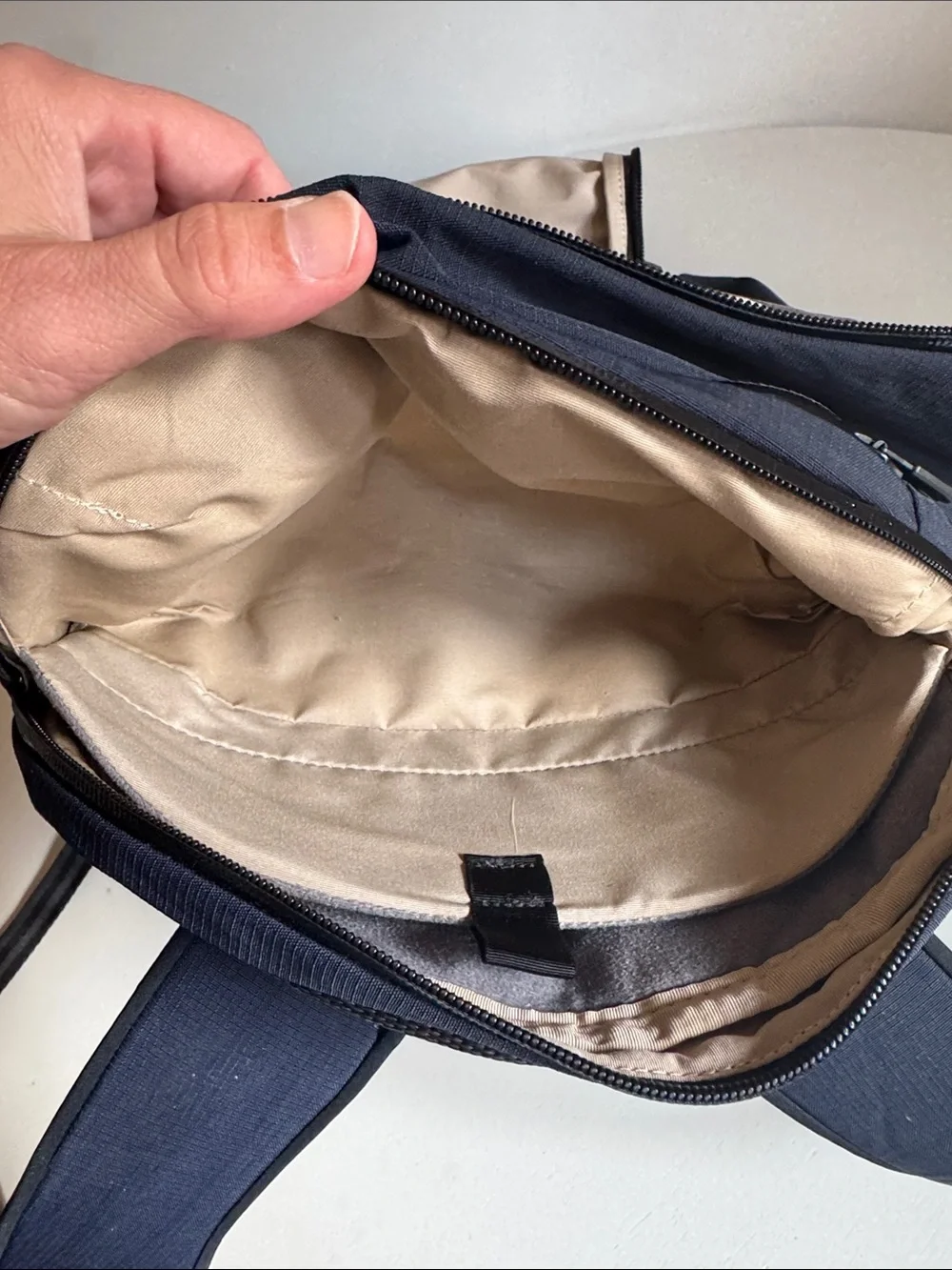 Bellroy Navy Blue Transit Workpack Commuter Backpack with Cream Interior